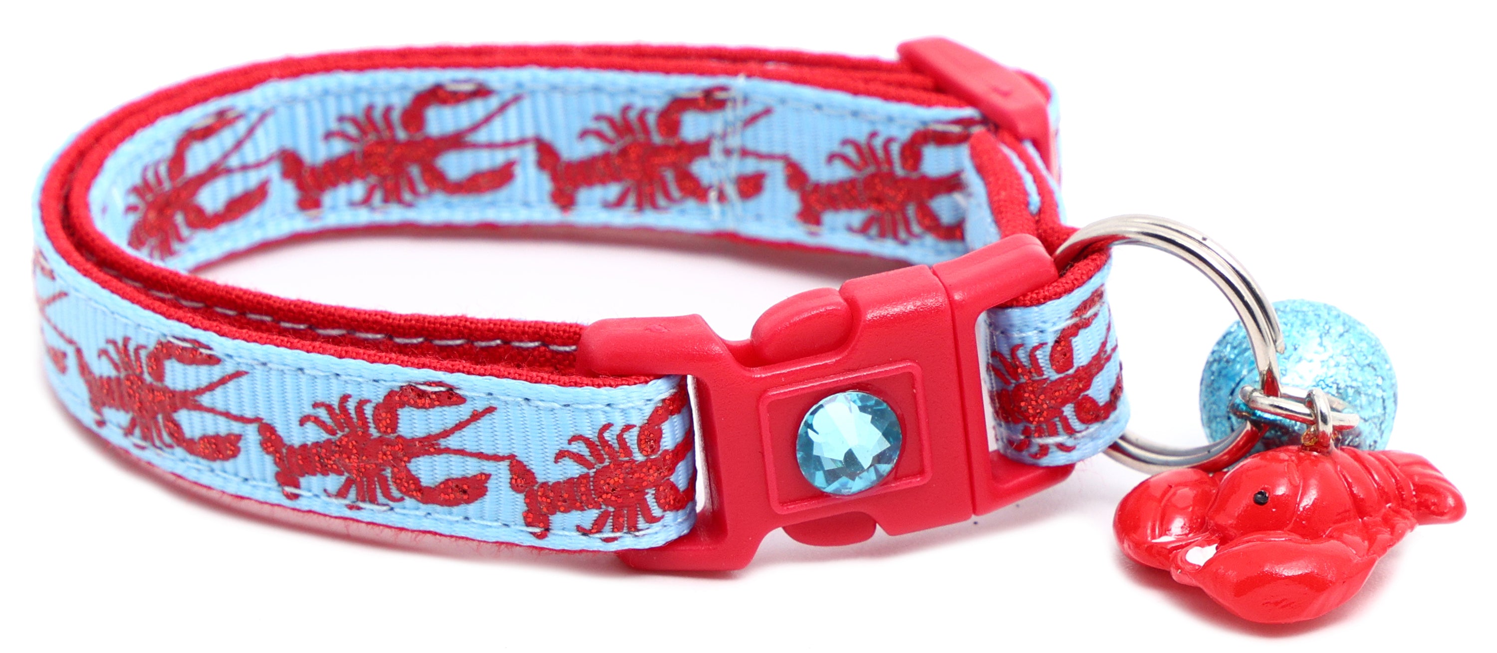 Lobster Breakaway Cat Collar made of reinforced cotton, featuring a breakaway clip and customizable options.